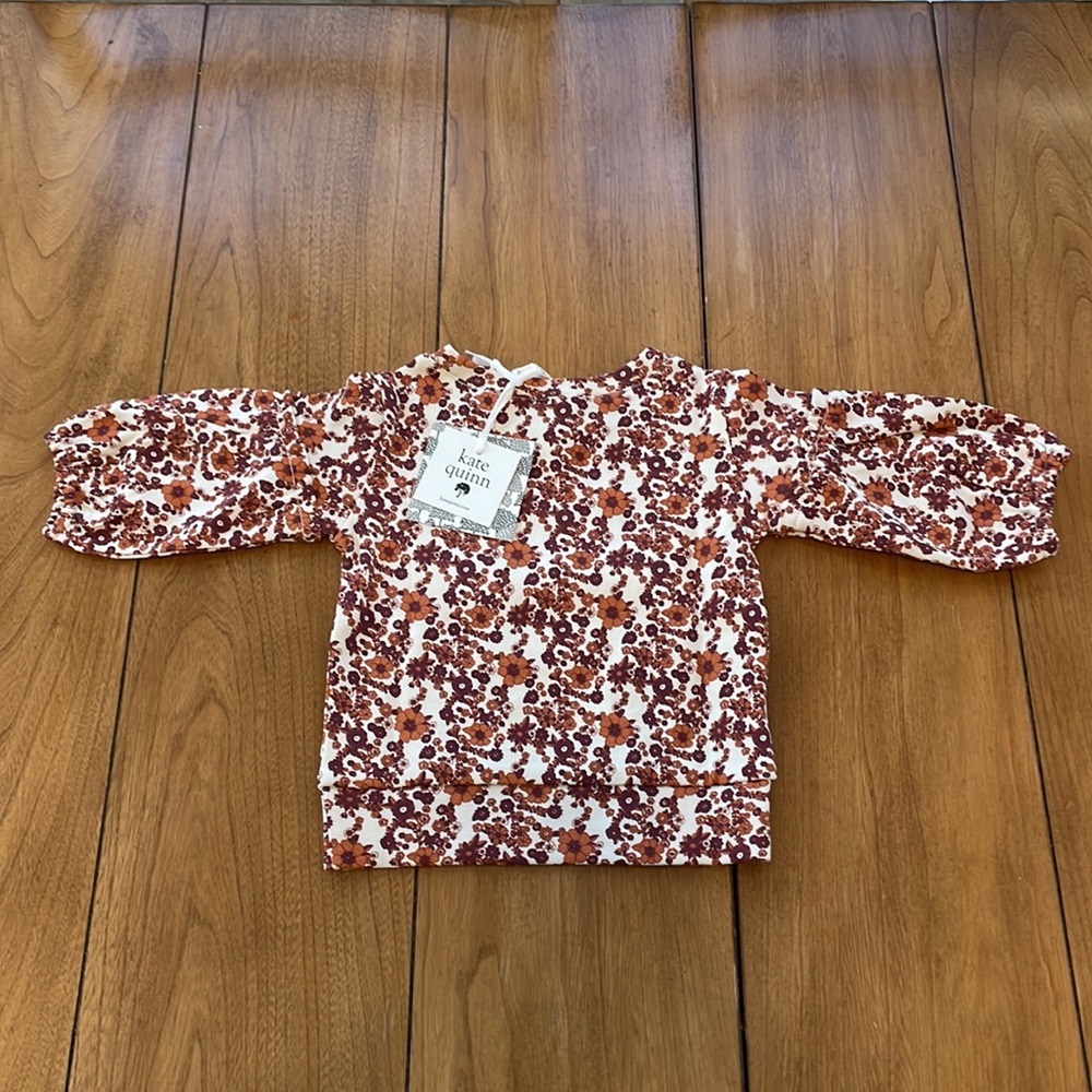 Kate Quinn Bubble Sleeve Sweatshirt Fall Ditsy Floral 6-12M NWT